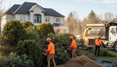 Professional shrub removal service in Buffalo, NY clearing overgrown bushes and landscape debris