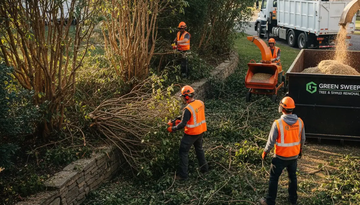 Professional shrub removal service in Buffalo, NY clearing overgrown bushes and landscape areas