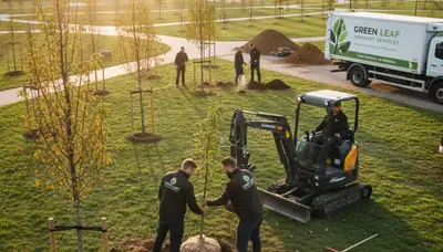 Arborist planting new tree in Buffalo, NY yard for Chop Chop Tree tree planting service