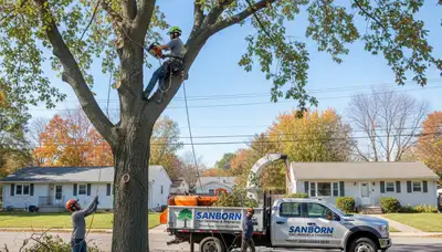 Professional tree removal service in Buffalo, NY removing large oak safely